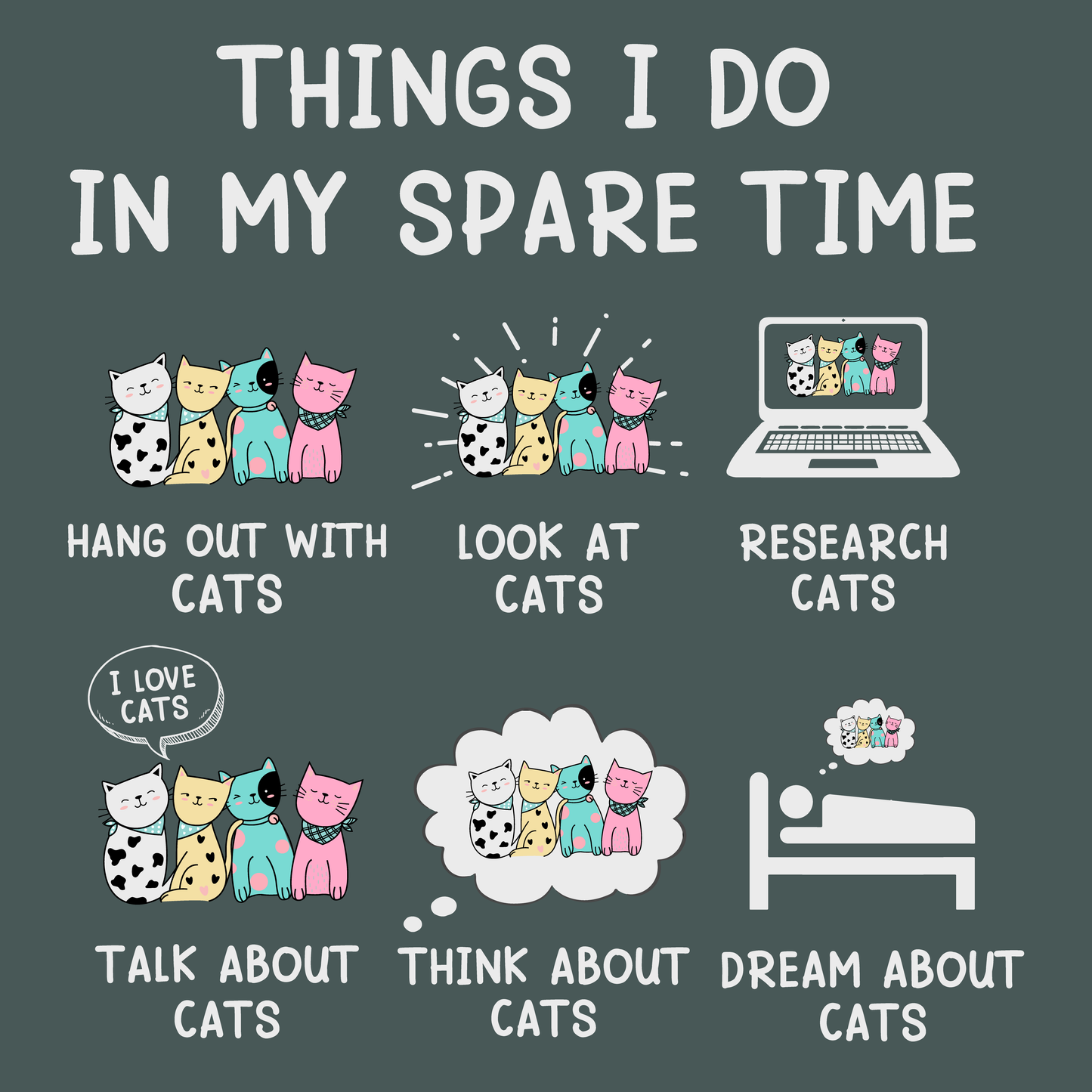 Activities I Do in My Spare Time – Cat Lover Graphic Unisex Classic Crew Tee