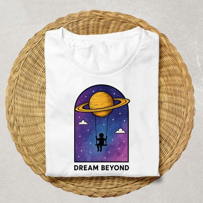 Dream Beyond Saturn Swing – Cosmic Astronaut Aesthetic Unisex Classic Crew T-Shirt