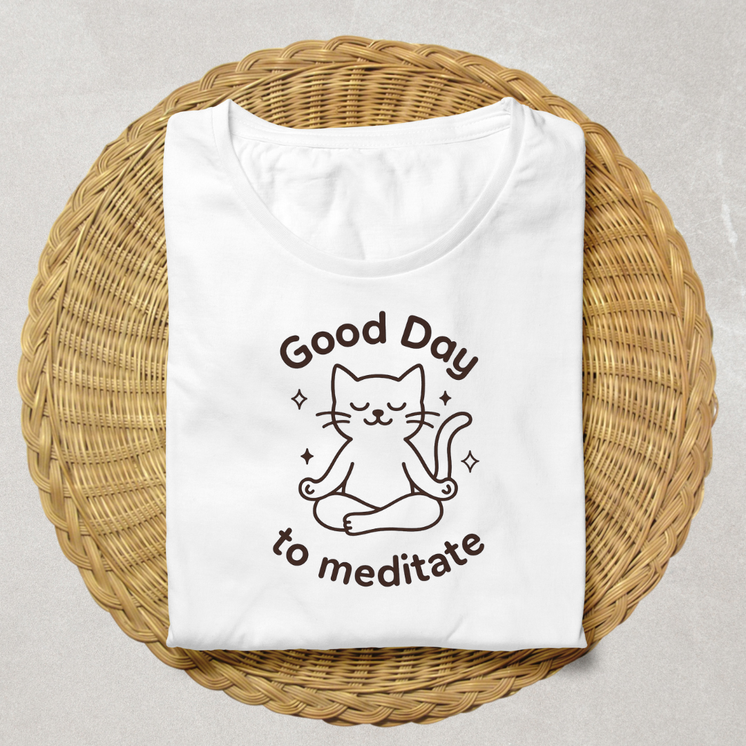 Good Day to Meditate Cat T-Shirt-Unisex Classic Crew T-Shirt