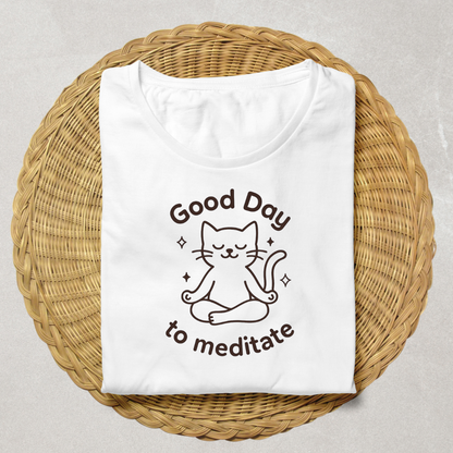 Good Day to Meditate Cat T-Shirt-Unisex Classic Crew T-Shirt