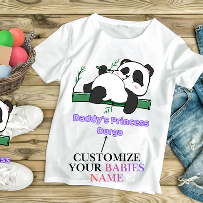 Custom Kids T-Shirt – Daddy’s Princess Panda Tee | Personalized Baby Name Shirt | Cute Panda Kids T-Shirt | Crew Neck T-Shirt